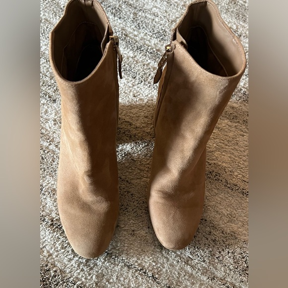 Like New Sam Edelman Suede Leather Tan Camel Boots Shoes Cowgirl Booties - Picture 2 of 12